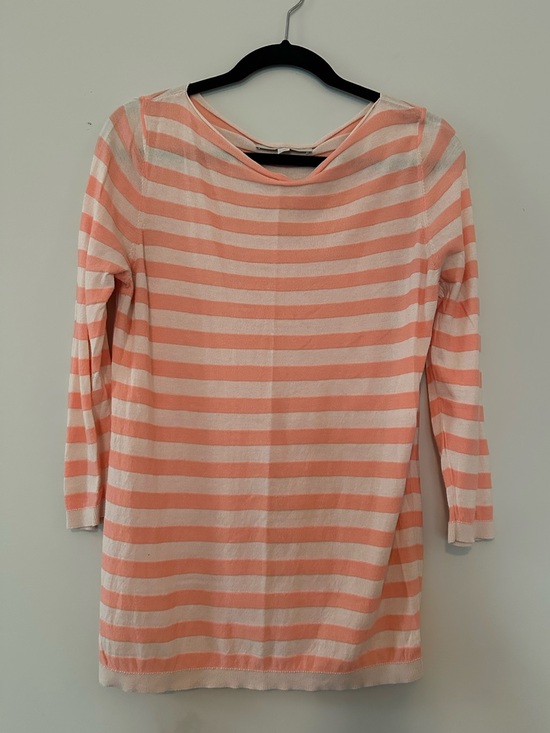 LOFT Tops - LOFT Peach and Cream Striped Knit Tee